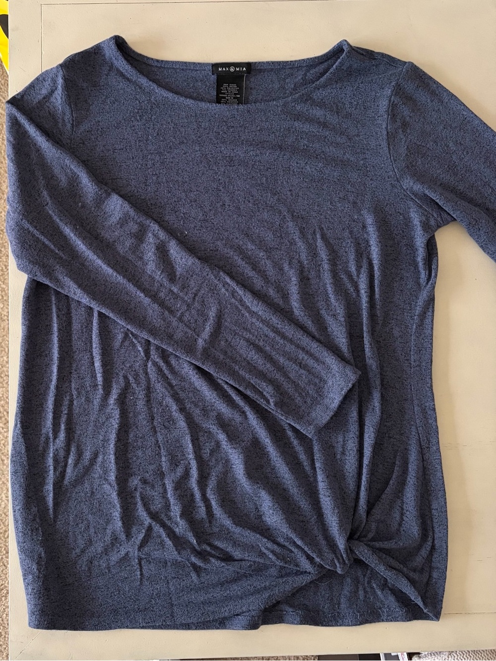 blue twist front sweater